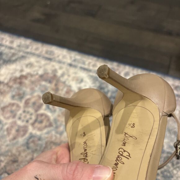 Sam Edelman Strappy Tan Beige Open Toe Heeled Sandals Women's Size 8.5 - Picture 6 of 6